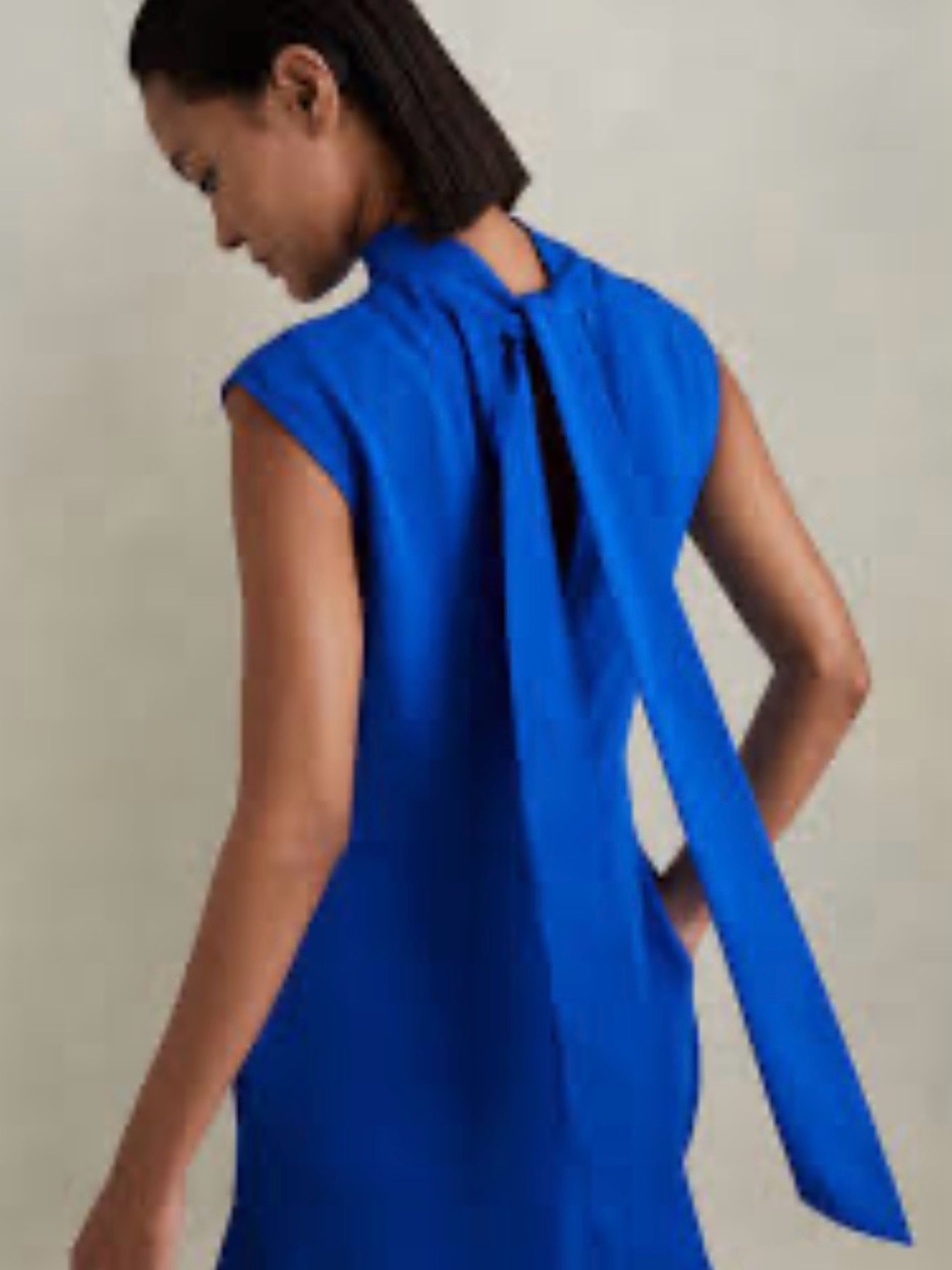 NWT Halston Cap Sleeve Tie-Back Top in Cobalt Blue size 4